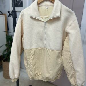 PRIV- Cream and Beige Half-Zip Pullover NWT